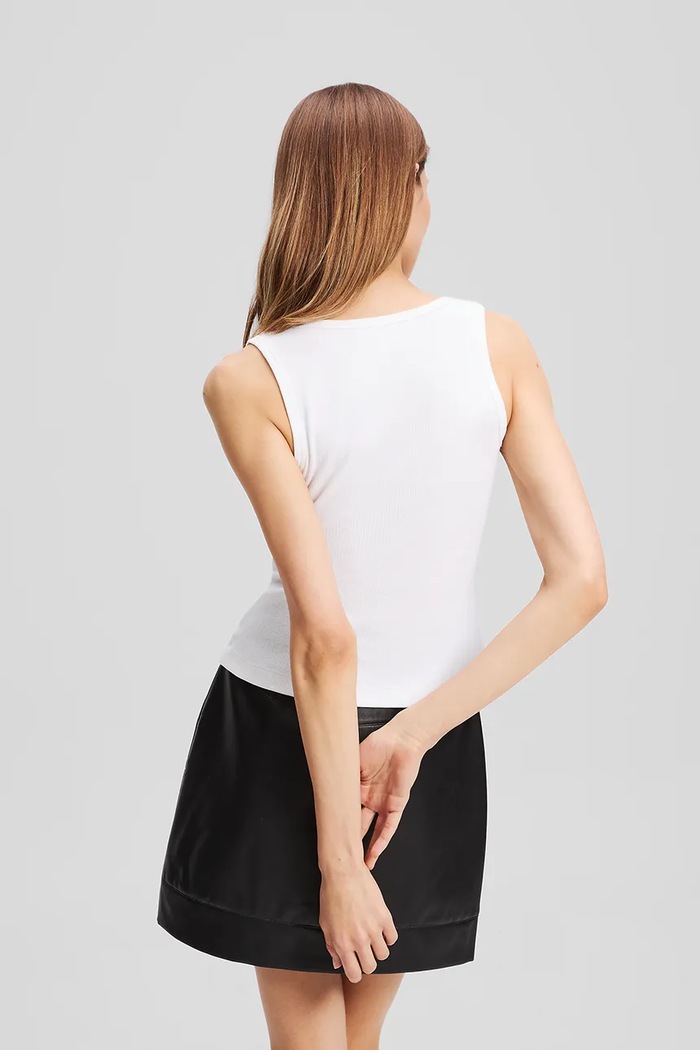 Bombažen top Karl Lagerfeld A3W17005 bela AW25
