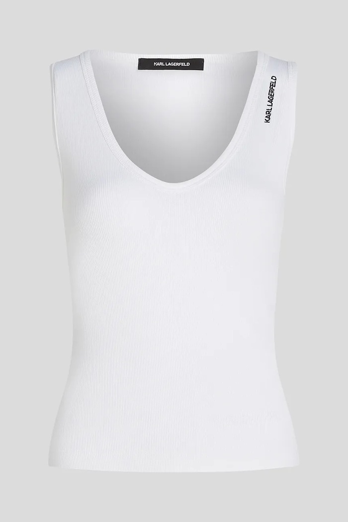 Bombažen top Karl Lagerfeld A3W17005 bela