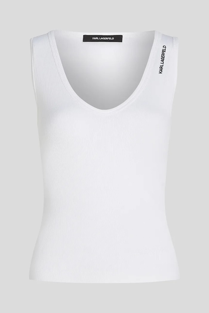 Bombažen top Karl Lagerfeld A3W17005 bela