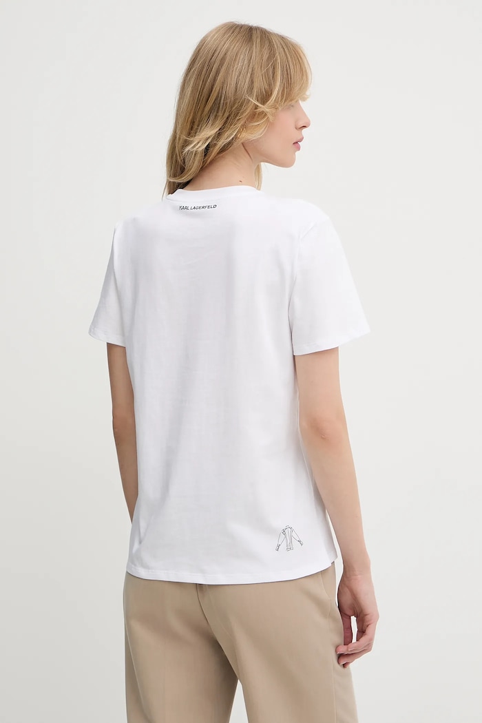Дрехи Памучна тениска Karl Lagerfeld A3W17099 бял