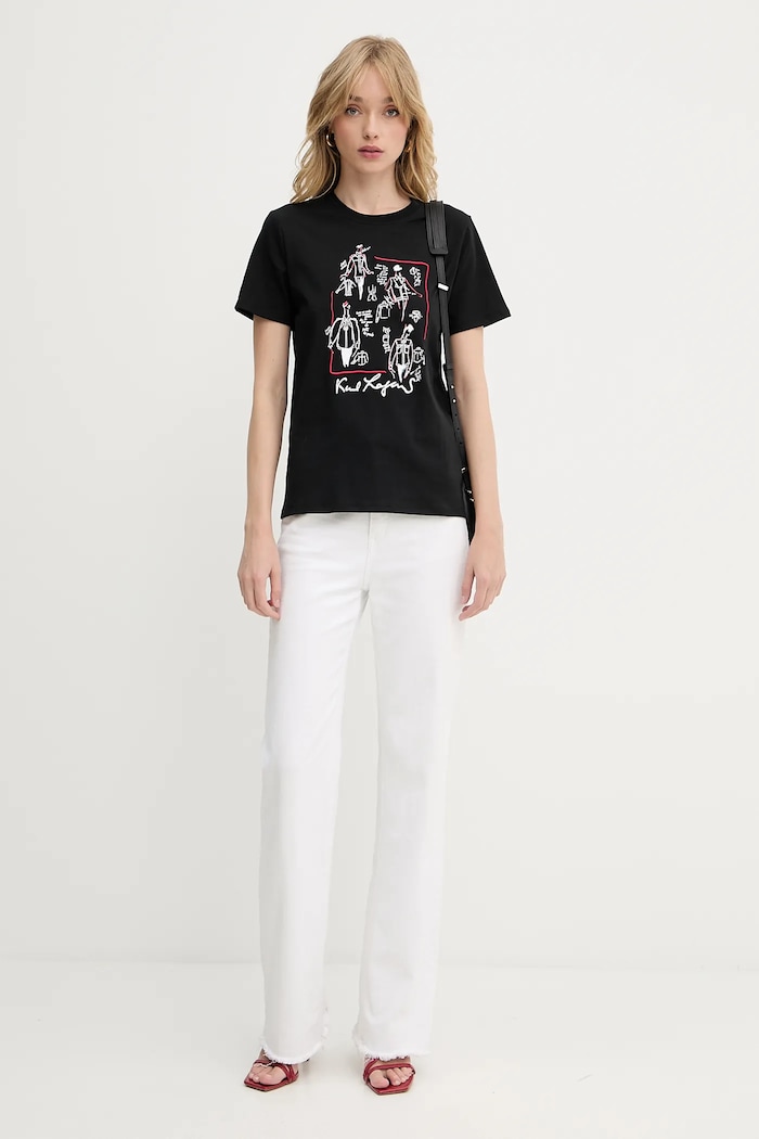 Bavlnené tričko Karl Lagerfeld A3W17099 čierna AW25