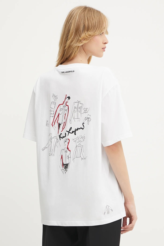 Odzież Karl Lagerfeld t-shirt bawełniany A3W17100 biały