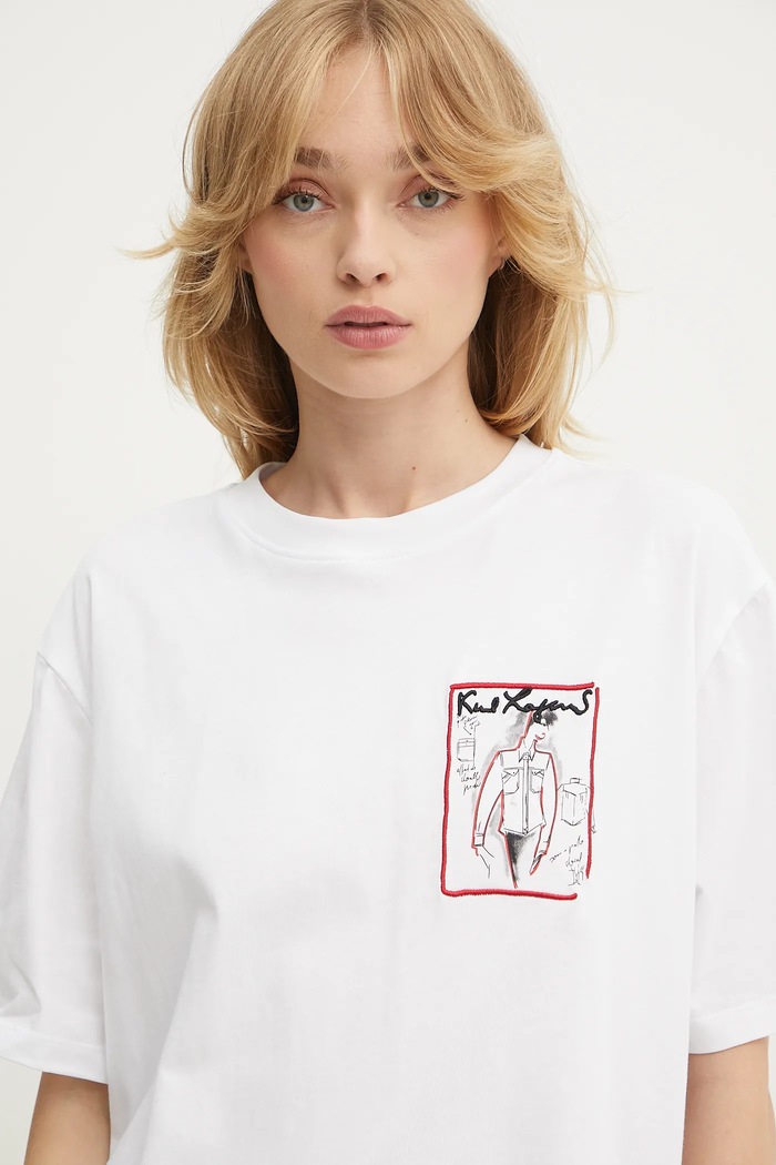 Karl Lagerfeld t-shirt bawełniany biały A3W17100