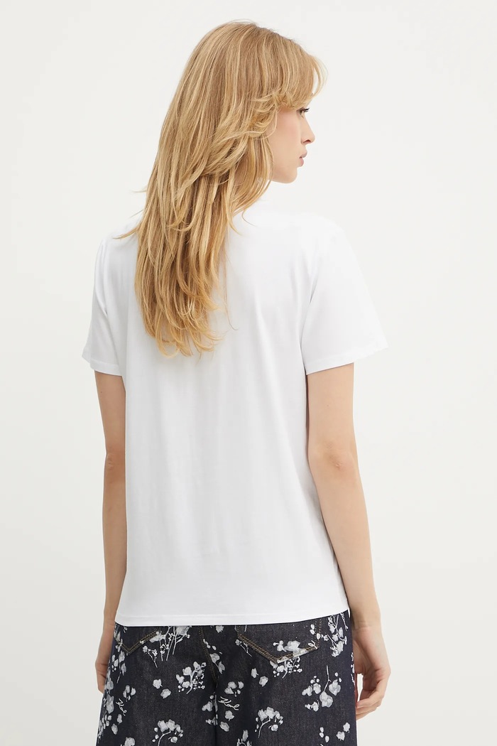 Oblečenie Bavlnené tričko Karl Lagerfeld ELONGATED LOGO A3W17102 biela