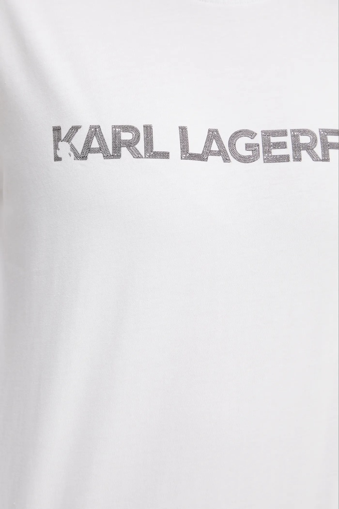 Bavlnené tričko Karl Lagerfeld ELONGATED LOGO A3W17102 biela