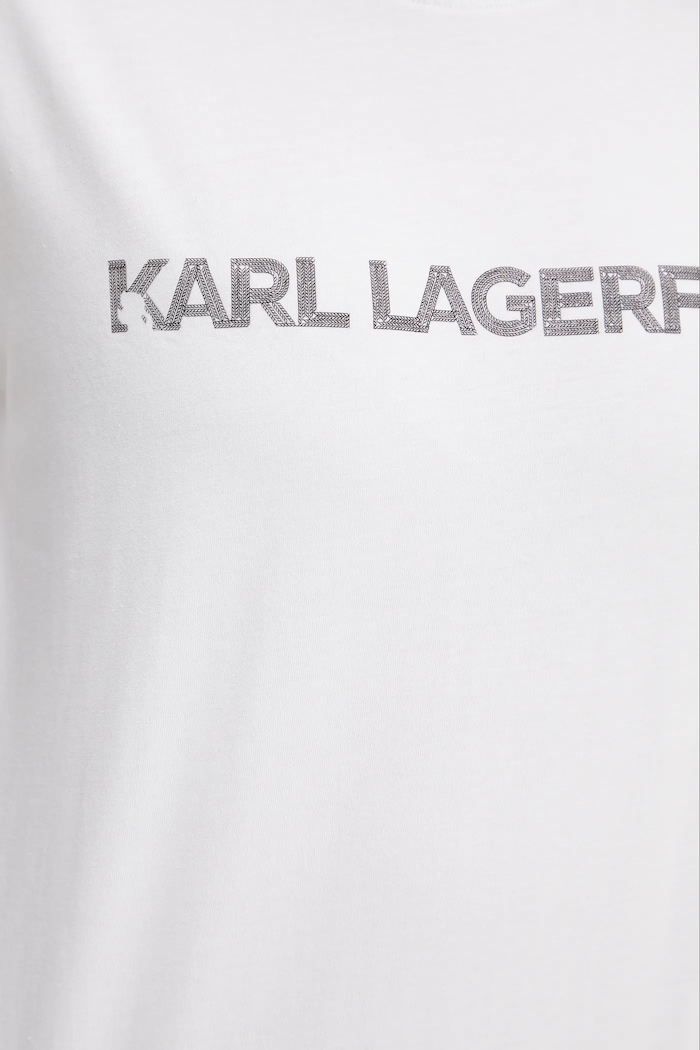 Bavlnené tričko Karl Lagerfeld ELONGATED LOGO A3W17102 biela