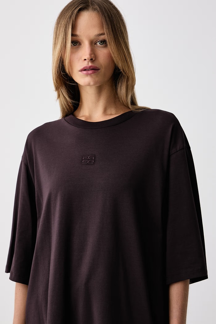 T-shirt damski bawełniany z elastanem Gestuz 10910545 fioletowy