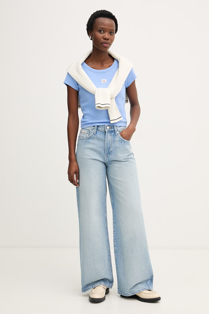 Calvin Klein Jeans tricou pentru femei LV047C200G albastru SS26