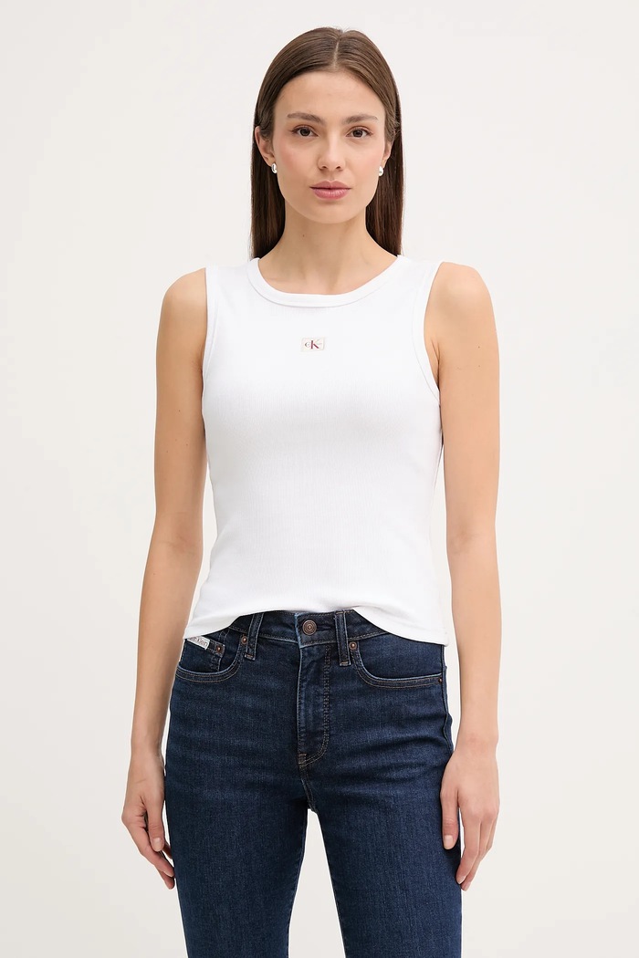 Calvin Klein Jeans top dámsky slim biela LV047C201G