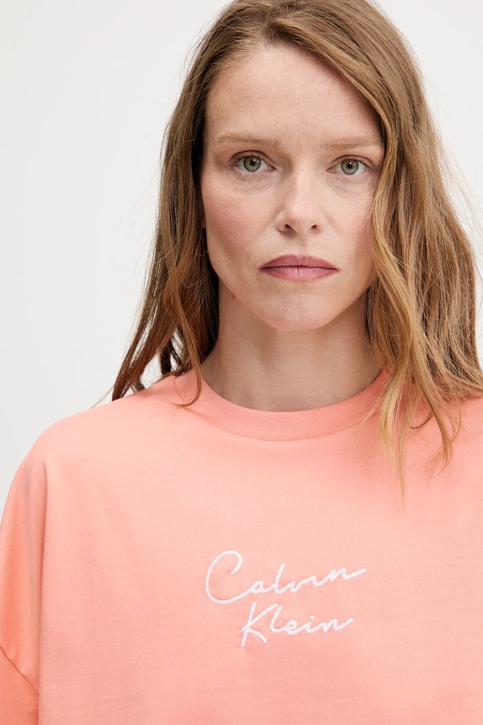 Calvin Klein Jeans t-shirt bawełniany pomarańczowy LV047C202G