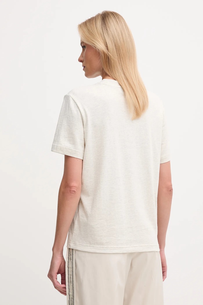 Дрехи Calvin Klein Jeans тениска дамска от памук LV047C912G бежов