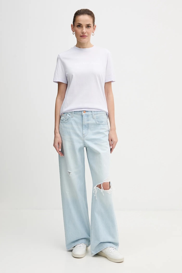 Calvin Klein Jeans tričko dámske bavlnené LV047C912G fialová SS26