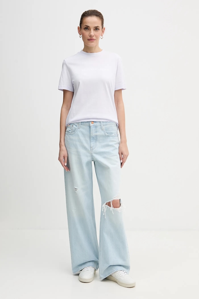 Calvin Klein Jeans tričko dámske bavlnené LV047C912G fialová SS26