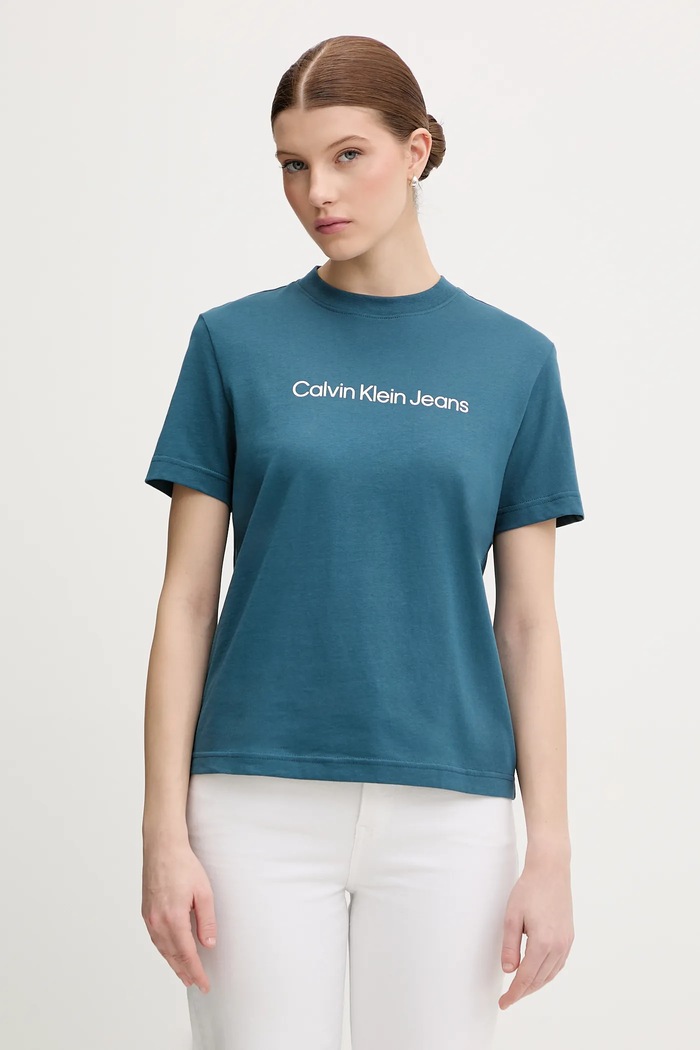 Calvin Klein Jeans tričko dámske bavlnené tyrkysová LV047C912G