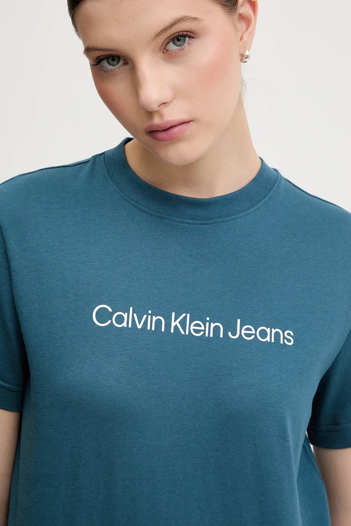 Calvin Klein Jeans tričko dámske bavlnené tyrkysová LV047C912G