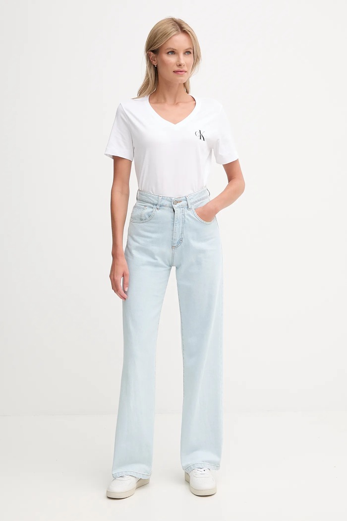 Oblečenie Calvin Klein Jeans tričko dámske bavlnené 2-pak LV047C906G oranžová
