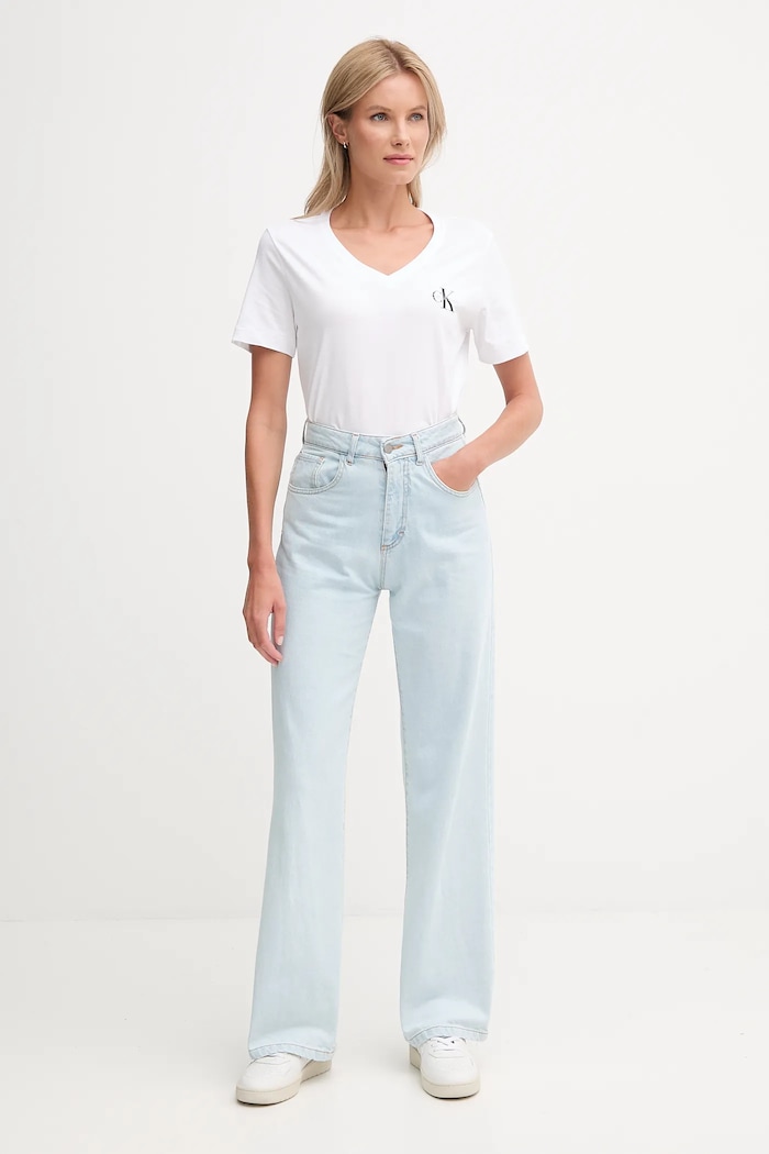 Oblečenie Calvin Klein Jeans tričko dámske bavlnené 2-pak LV047C906G oranžová