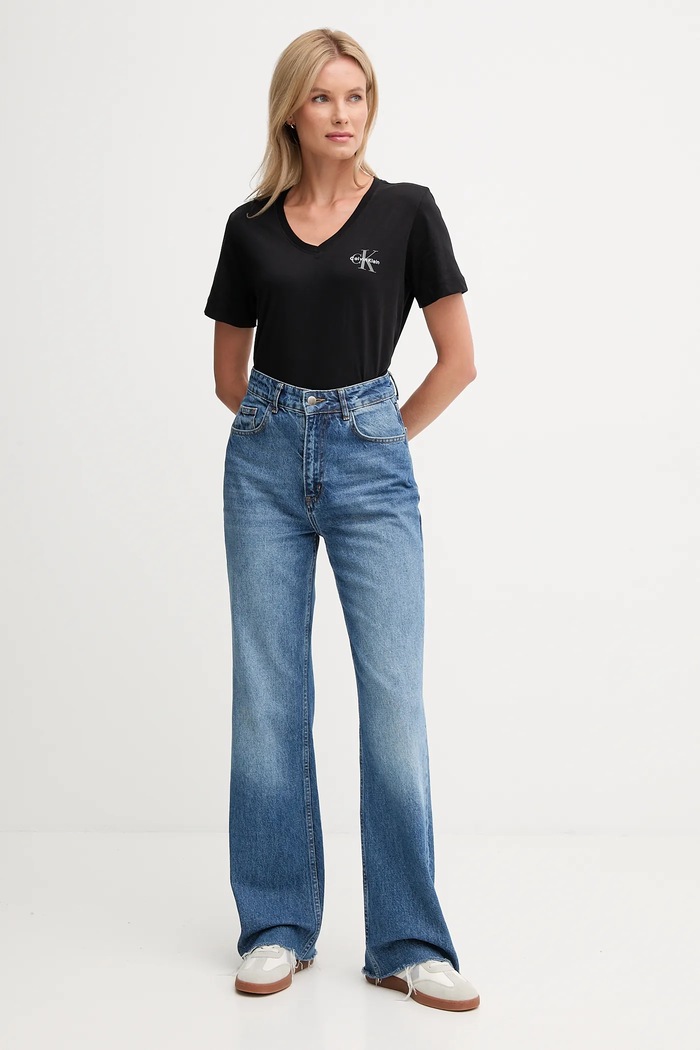 Calvin Klein Jeans tričko dámske bavlnené 2-pak LV047C906G čierna SS26