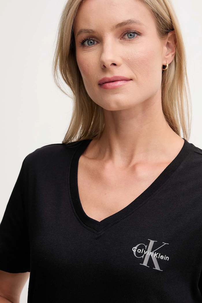Calvin Klein Jeans tričko dámske bavlnené 2-pak čierna LV047C906G