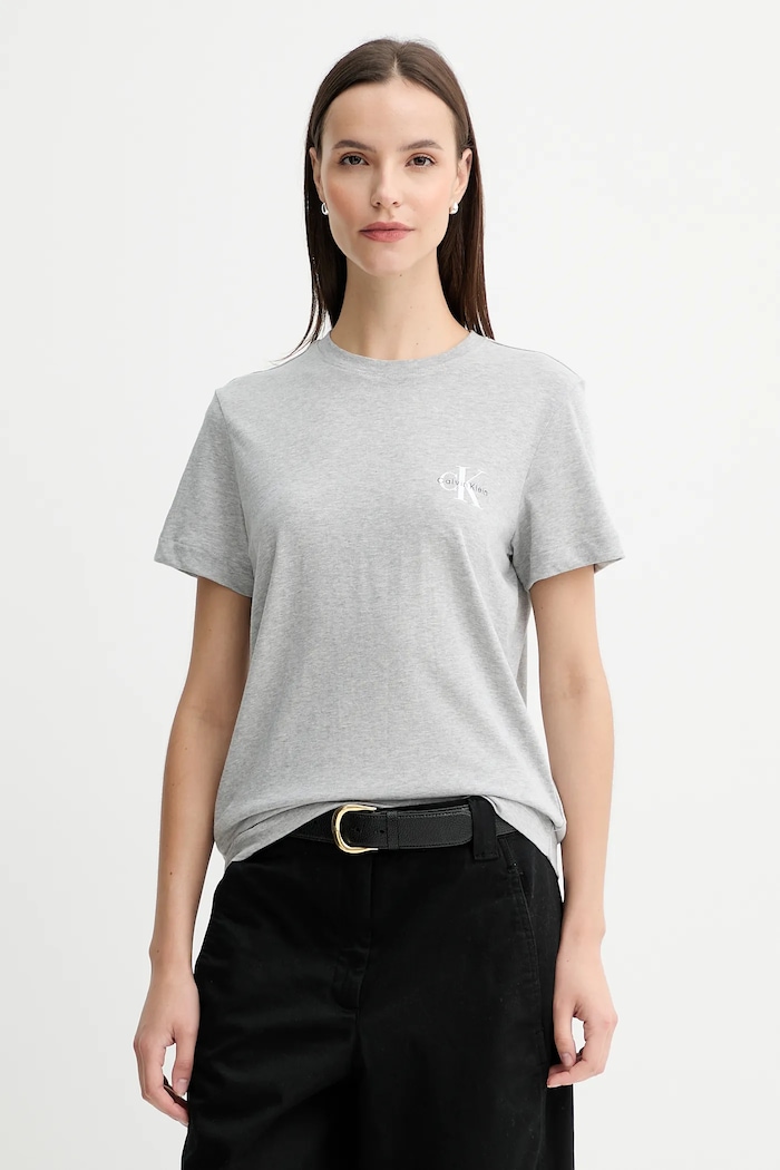 Calvin Klein Jeans tričko dámske bavlnené 2-pak sivá LV047C905G