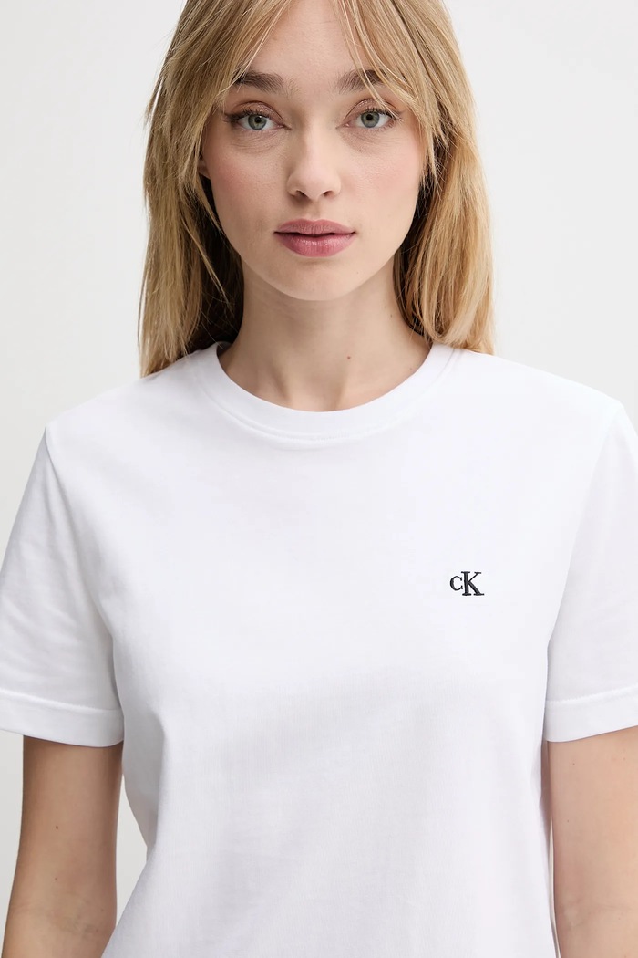 Oblečenie Calvin Klein Jeans basic tričko dámske bavlnené LV047B224G biela