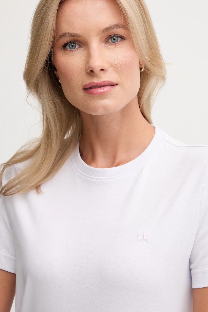 Calvin Klein Jeans basic tričko dámske bavlnené fialová LV047B224G