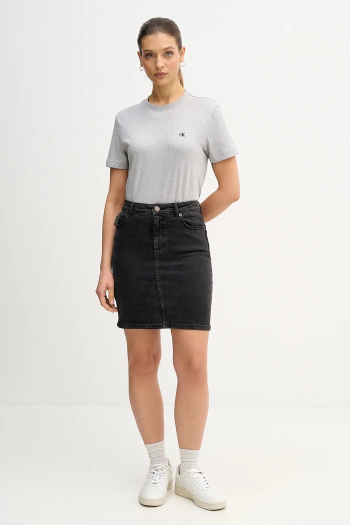 Calvin Klein Jeans basic tričko dámske bavlnené LV047B224G sivá SS26