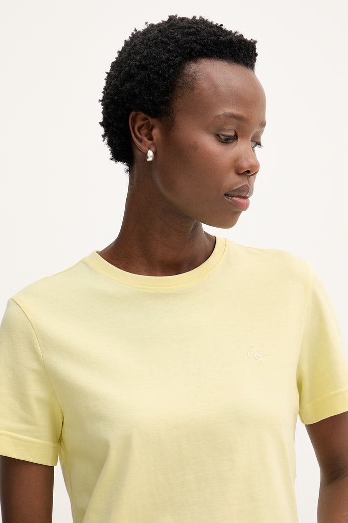 Calvin Klein Jeans basic tričko dámske bavlnené žltá LV047B224G