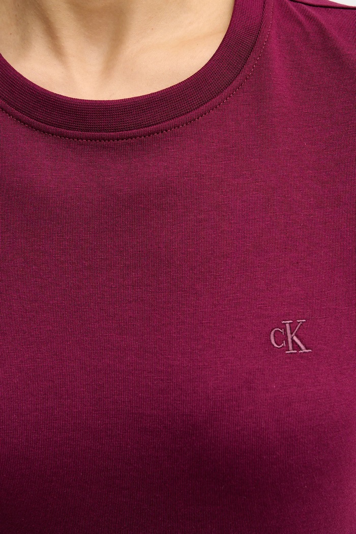 Calvin Klein Jeans basic tričko dámske bavlnené LV047B224G burgundské