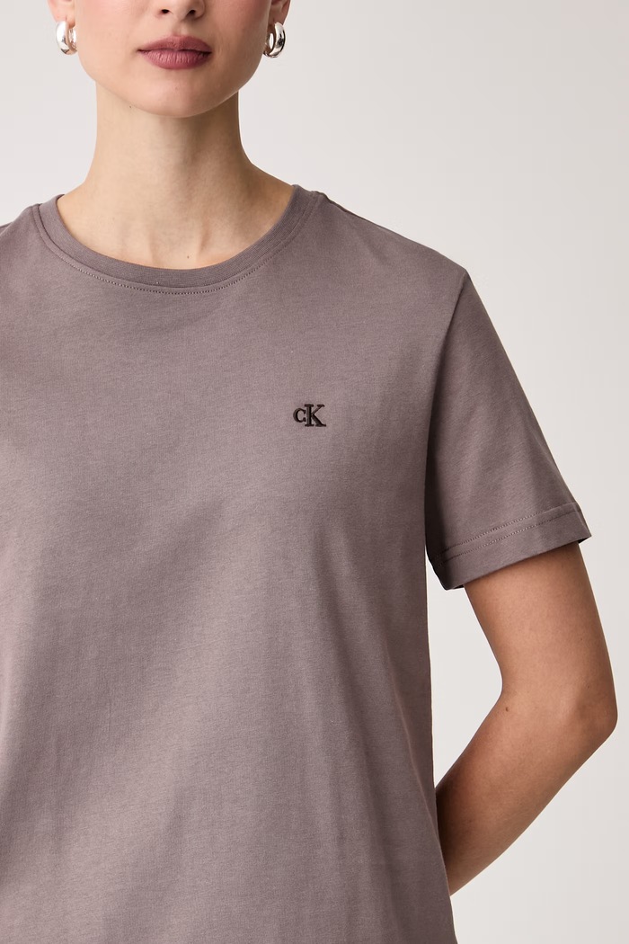 T-shirt basic damski bawełniany Calvin Klein Jeans LV047B224G brązowy