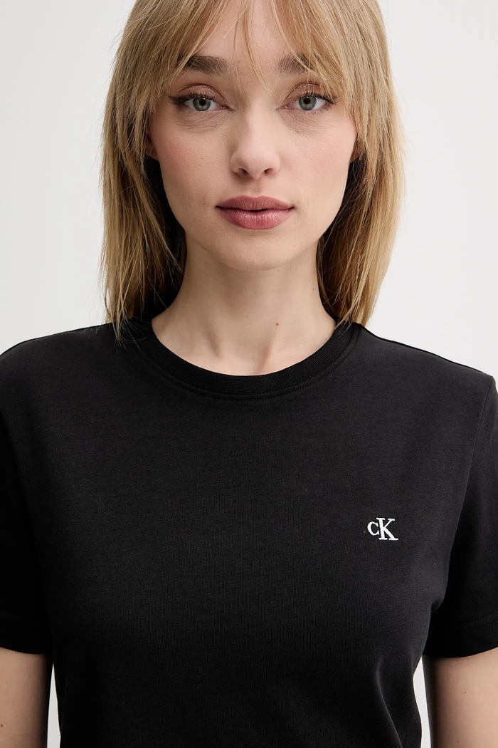 Oblečenie Calvin Klein Jeans basic tričko dámske bavlnené LV047B224G čierna