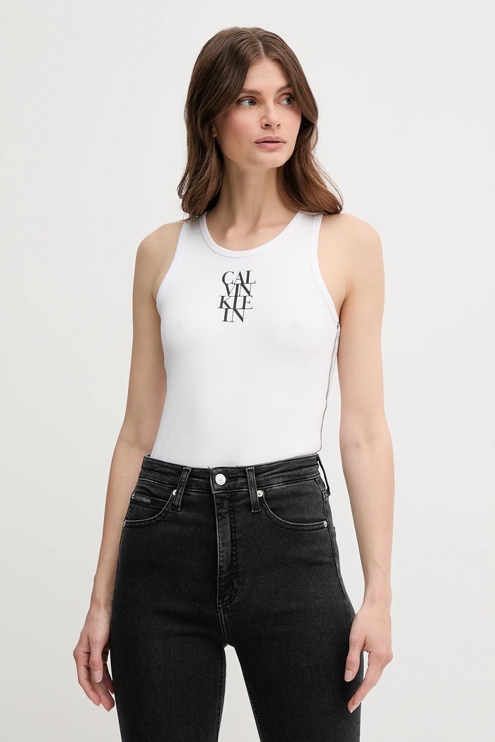 Calvin Klein Jeans top elasztánnal fehér LV044C219G