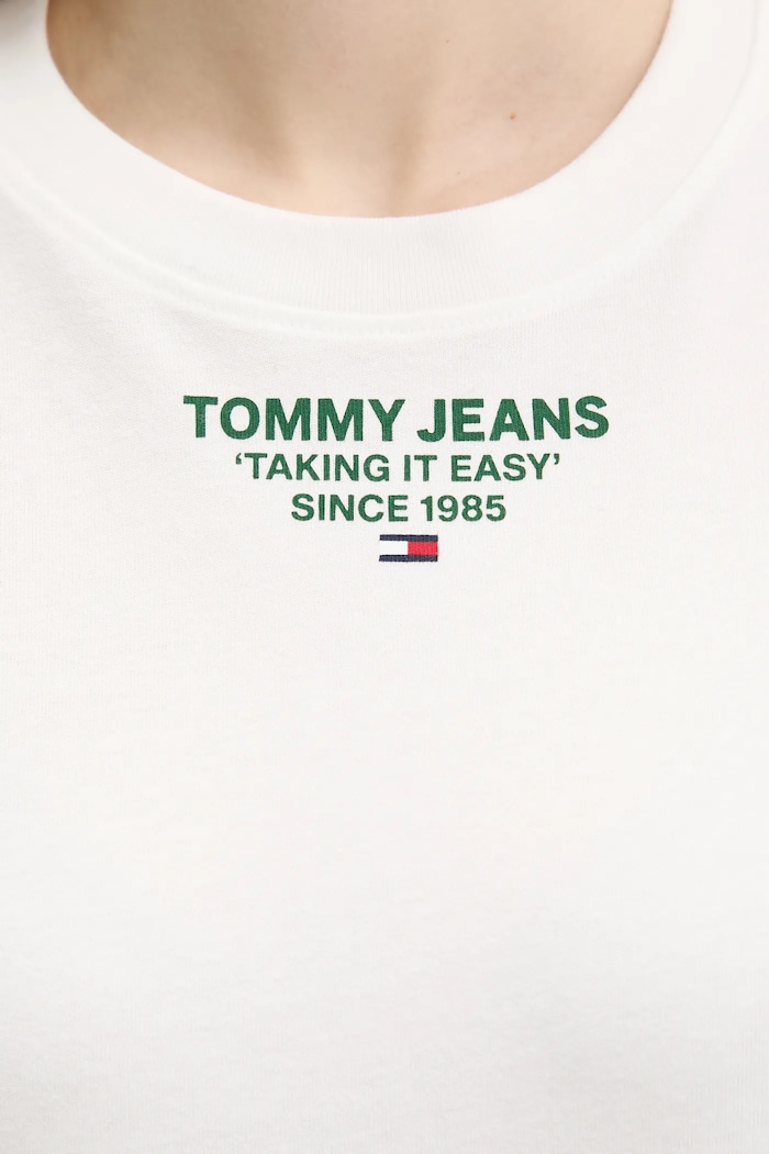 Βαμβακερό μπλουζάκι Tommy Jeans DW0DW21341 λευκό