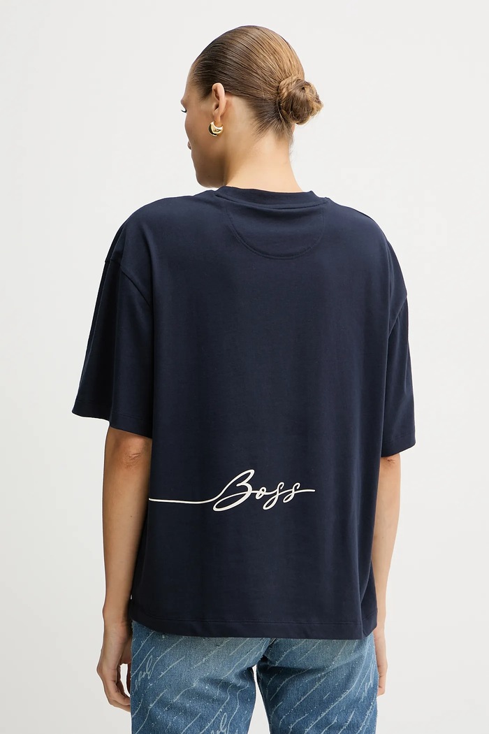 Odzież BOSS Orange t-shirt bawełniany C_Eboyfriend_5 50545498 granatowy