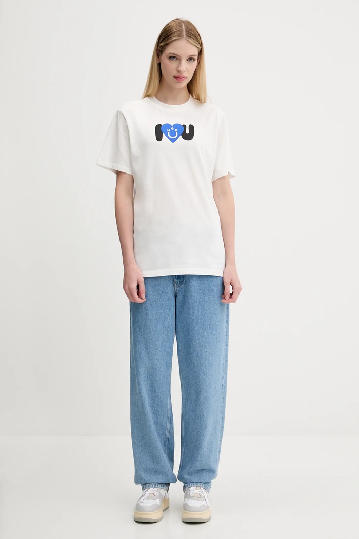 Hugo Blue pamut póló 50545053 fehér AW25