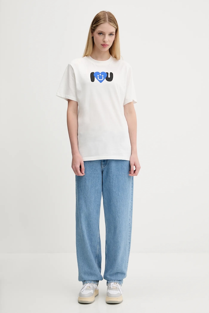 Hugo Blue pamut póló 50545053 fehér AW25