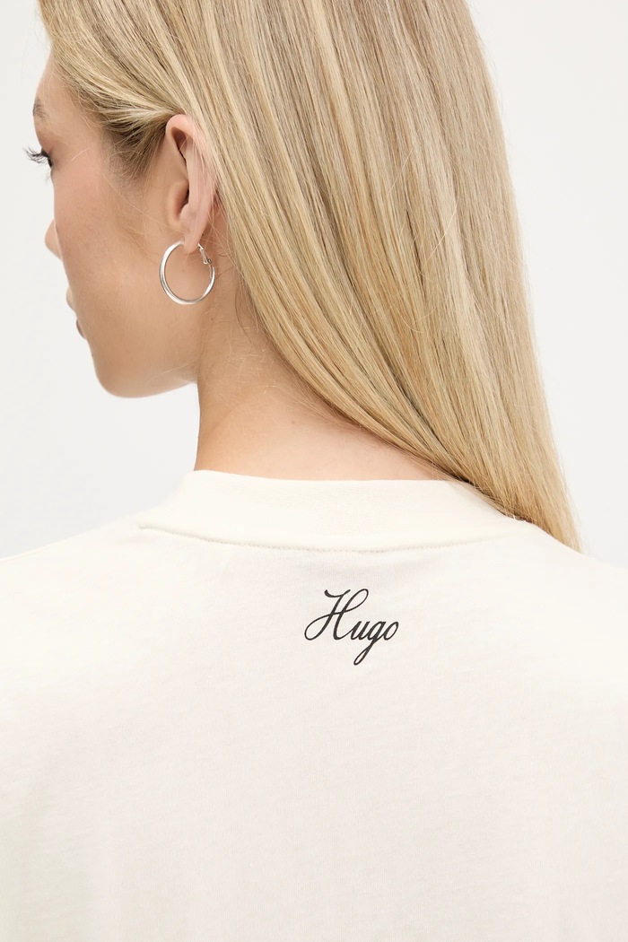 Бавовняна футболка HUGO Vintage Tee_16 50545551 бежевий
