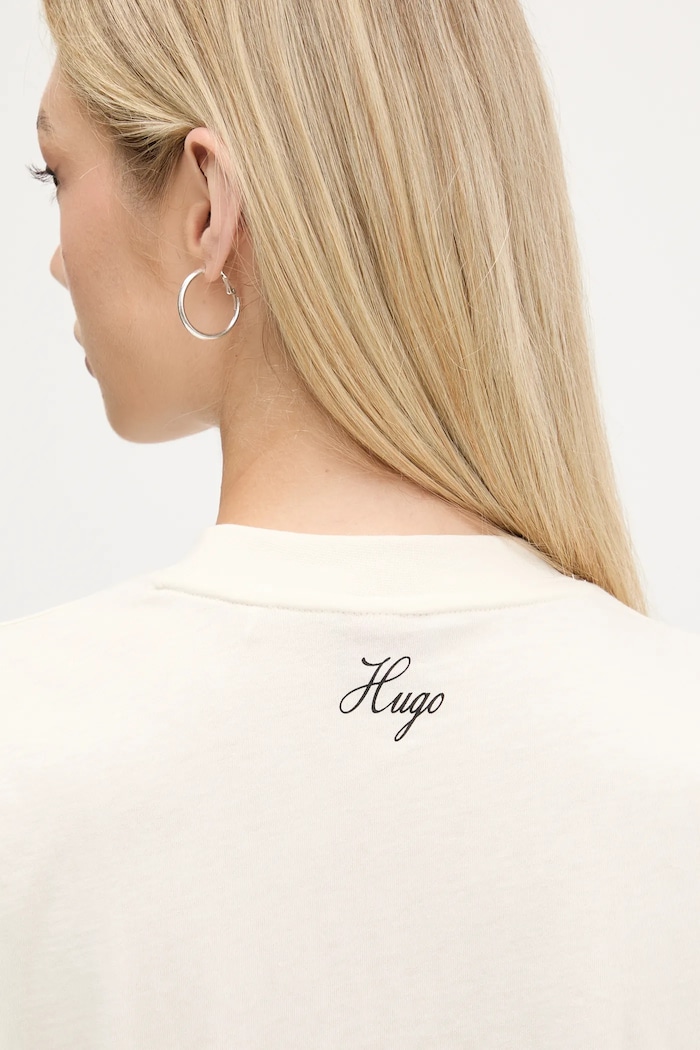 Бавовняна футболка HUGO Vintage Tee_16 50545551 бежевий