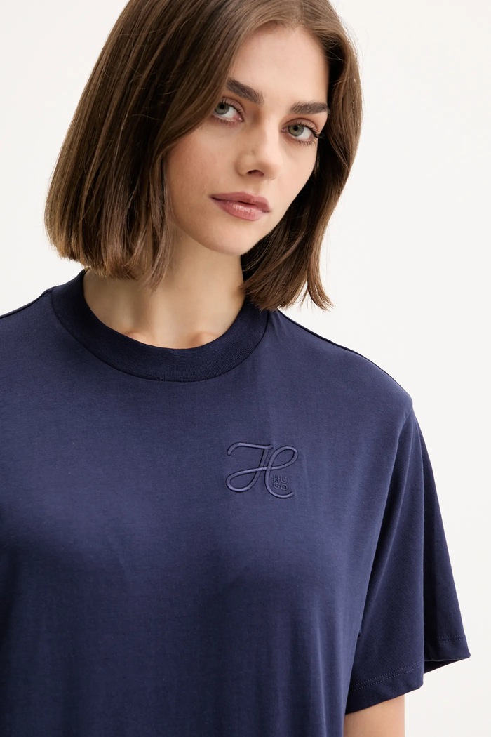 Бавовняна футболка HUGO Vintage Tee_19 темно-синій 50550901