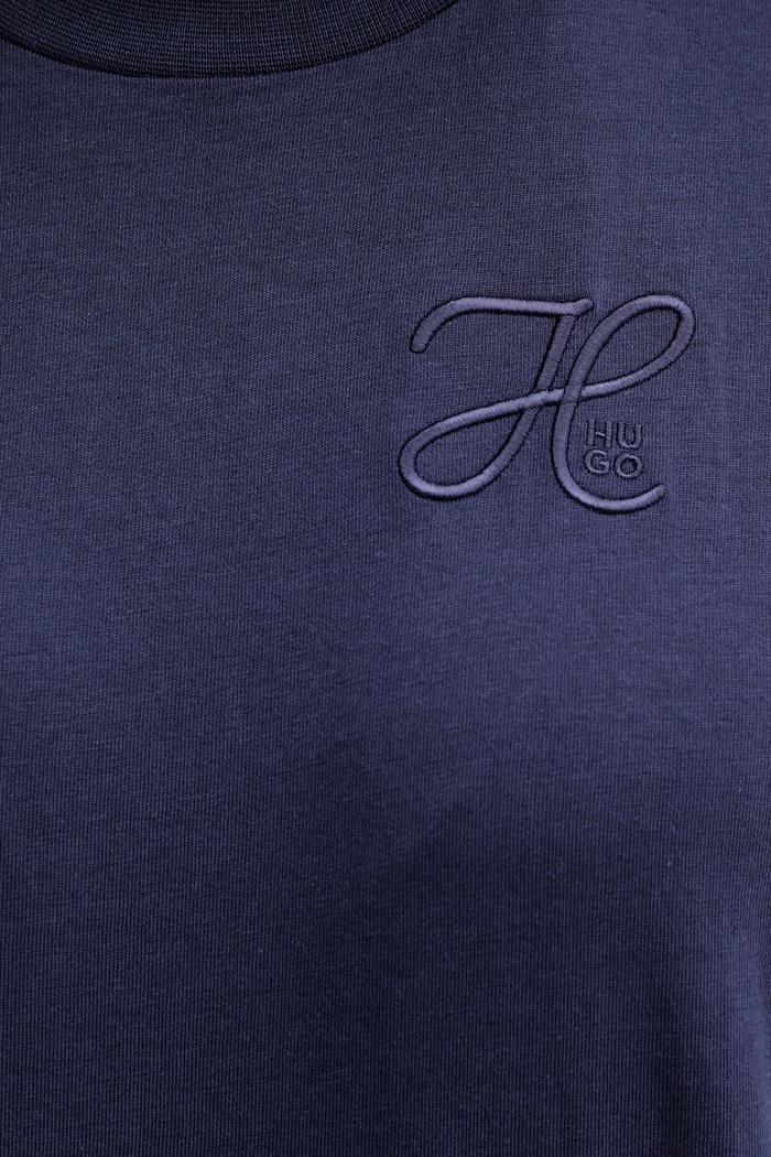 Бавовняна футболка HUGO Vintage Tee_19 50550901 темно-синій