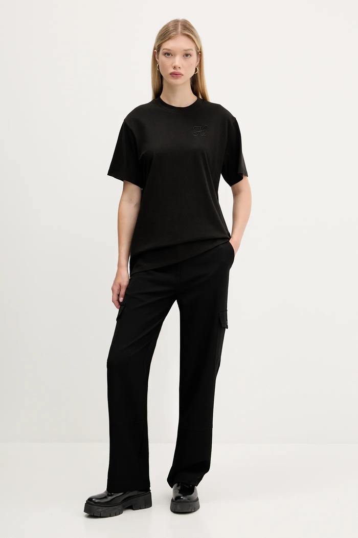 Памучна тениска HUGO Vintage Tee_19 50550901 черен AW25