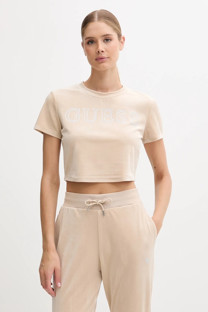 Тениска Guess COUTURE щампа бежов V3BI01.K0232