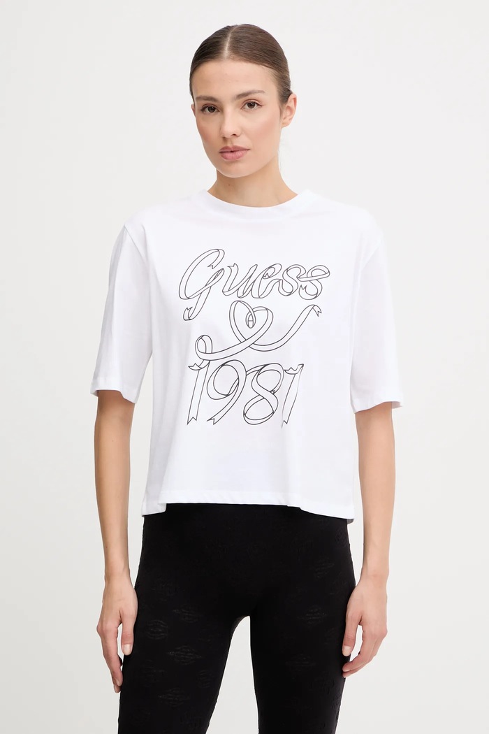 Guess t-shirt bawełniany MISTY nadruk biały V5RI11.K8HM0