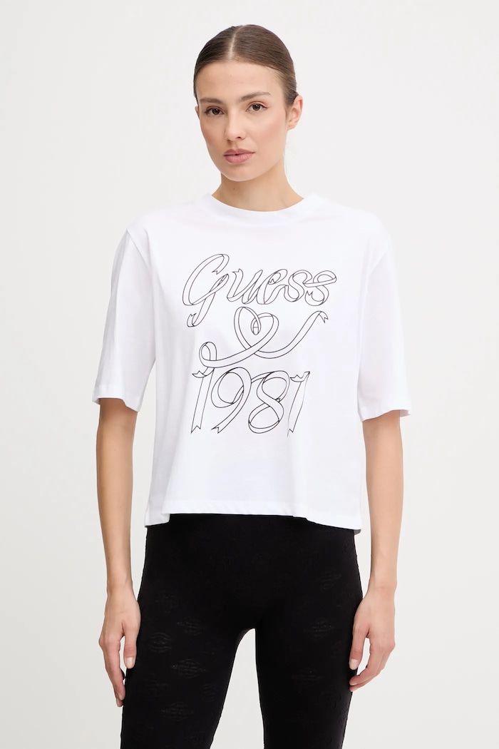 Guess t-shirt bawełniany MISTY nadruk biały V5RI11.K8HM0