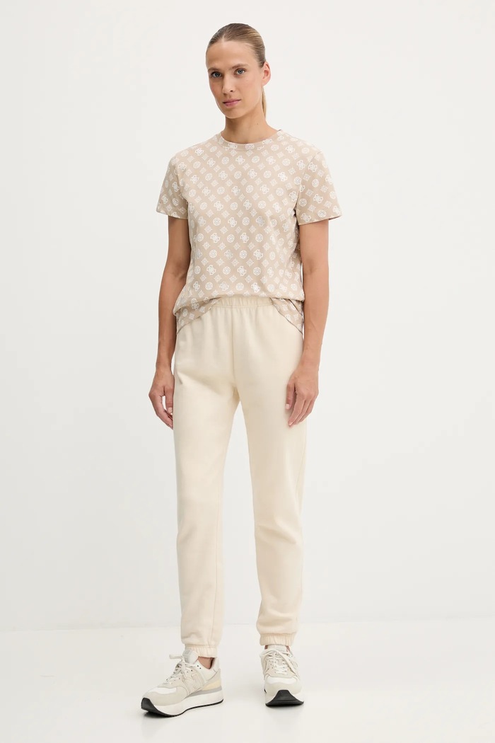 Guess t-shirt bawełniany PEONY V5YI04.I3Z14 beżowy AW25