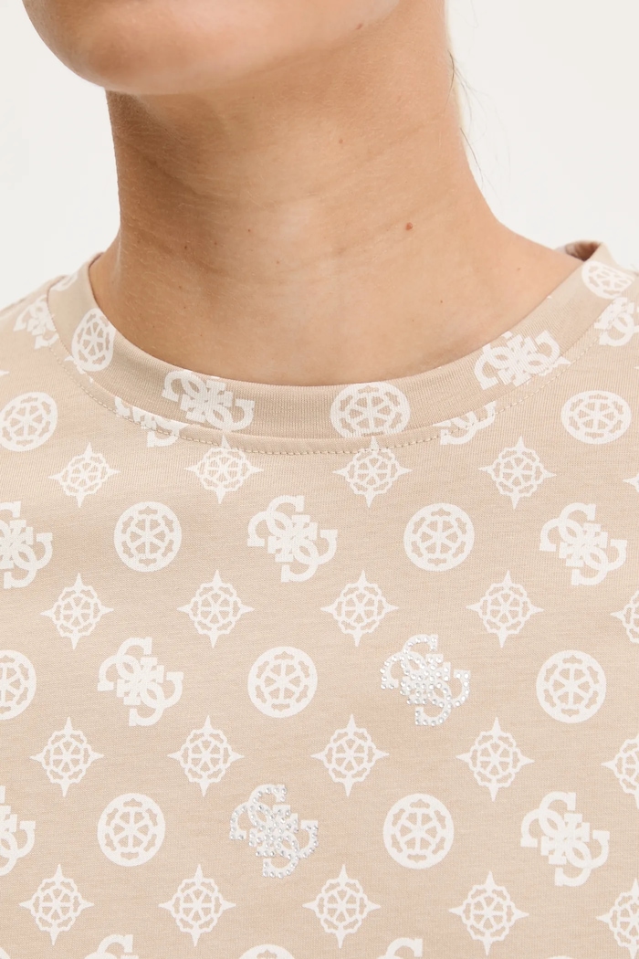 Guess t-shirt bawełniany PEONY V5YI04.I3Z14 beżowy