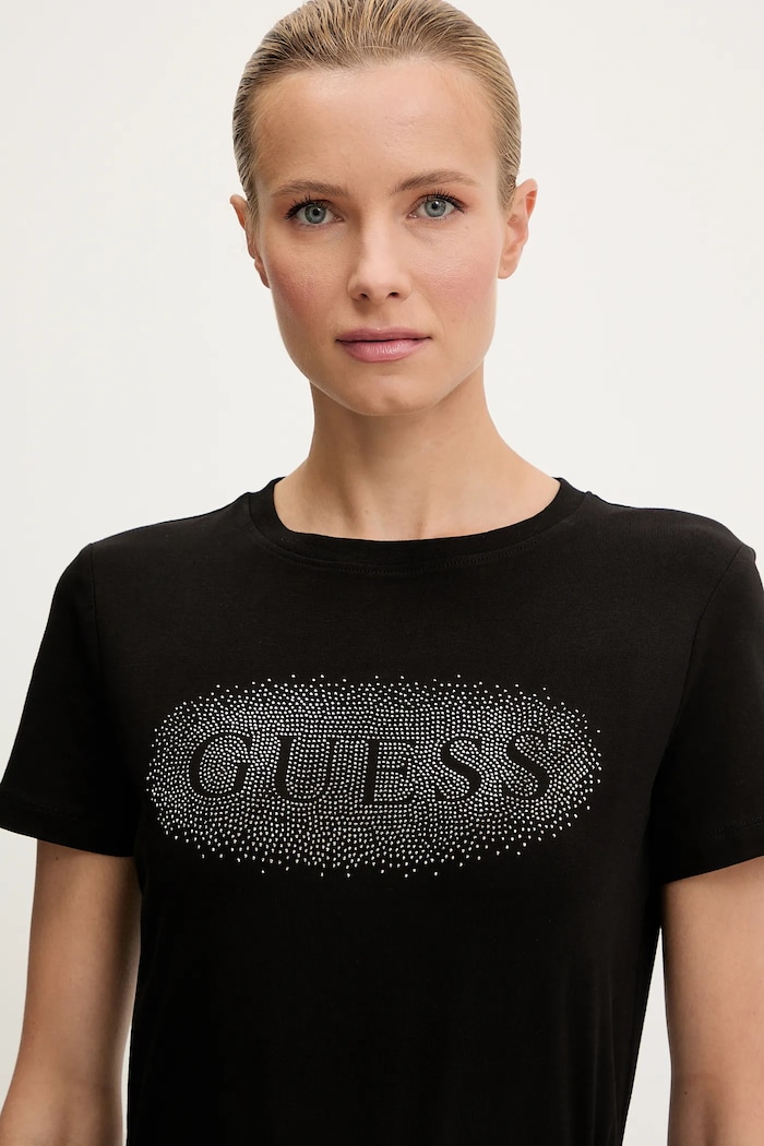 Guess tricou din bumbac INGRID negru V5YI08.J1314