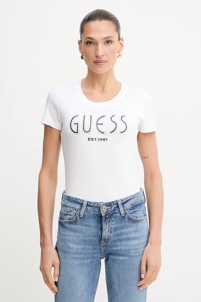 Guess tricou imprimeu alb W5YI05.J1314