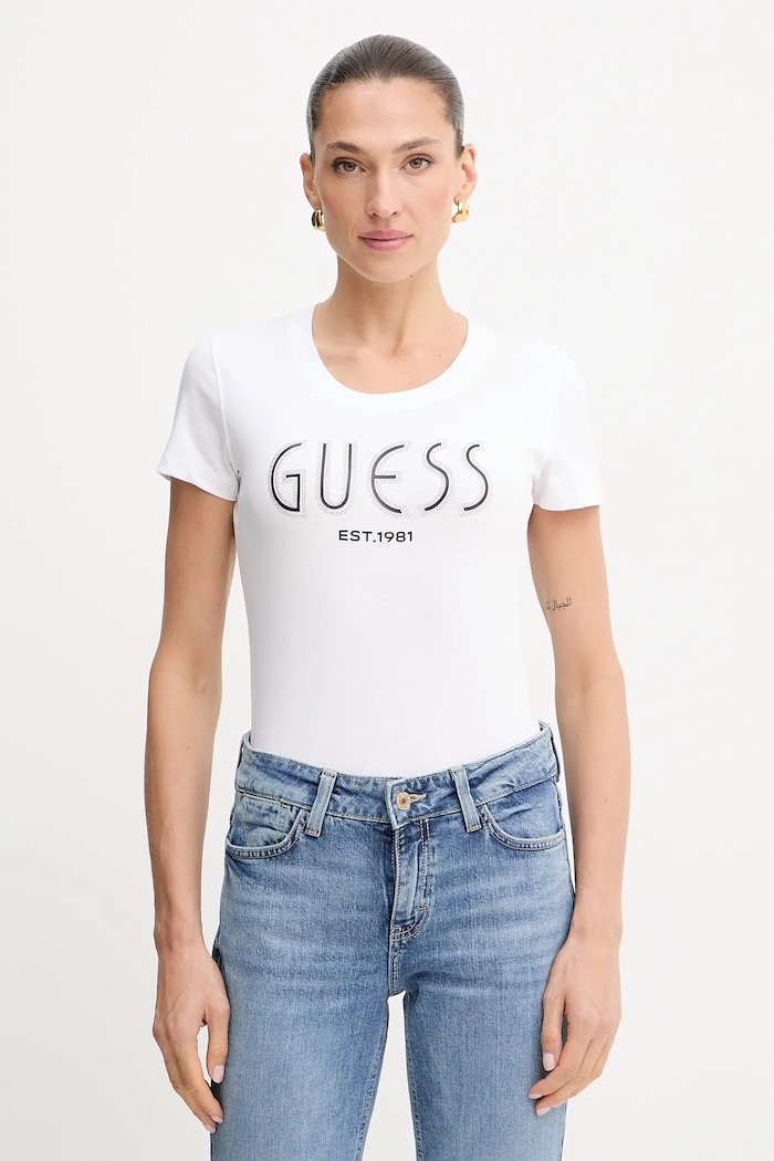 Guess tricou imprimeu alb W5YI05.J1314