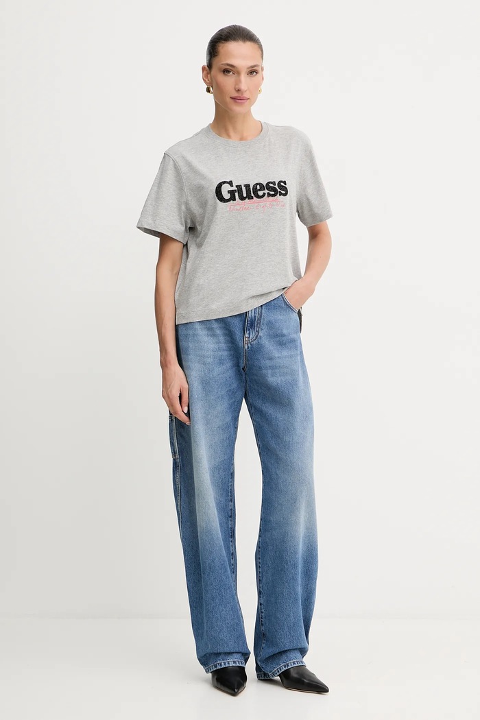 Guess t-shirt bawełniany W5YI07.I3Z14 szary AW25